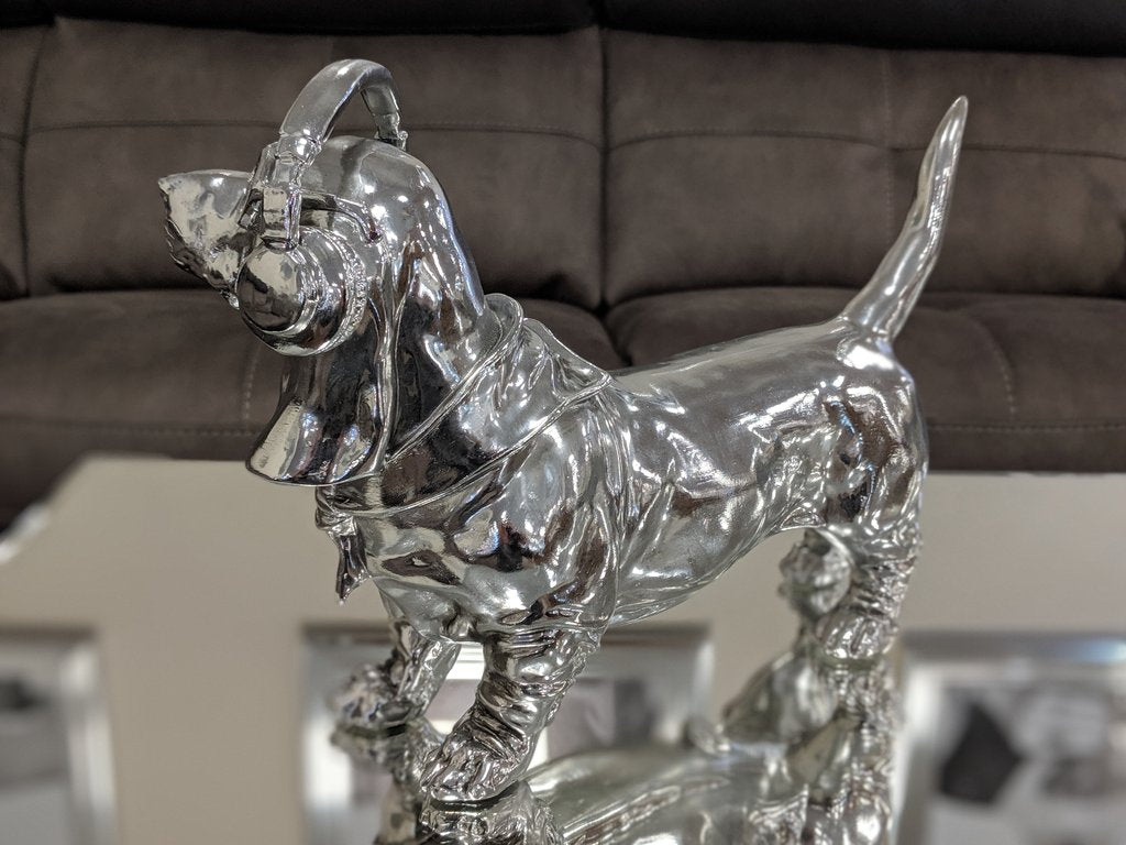 Silver Electroplated Sausage Dog with Headphones & Glasses