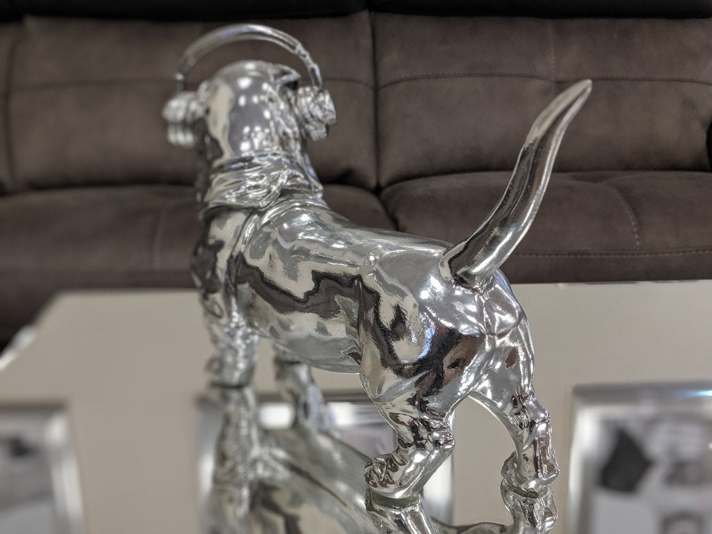 Silver Electroplated Sausage Dog with Headphones & Glasses