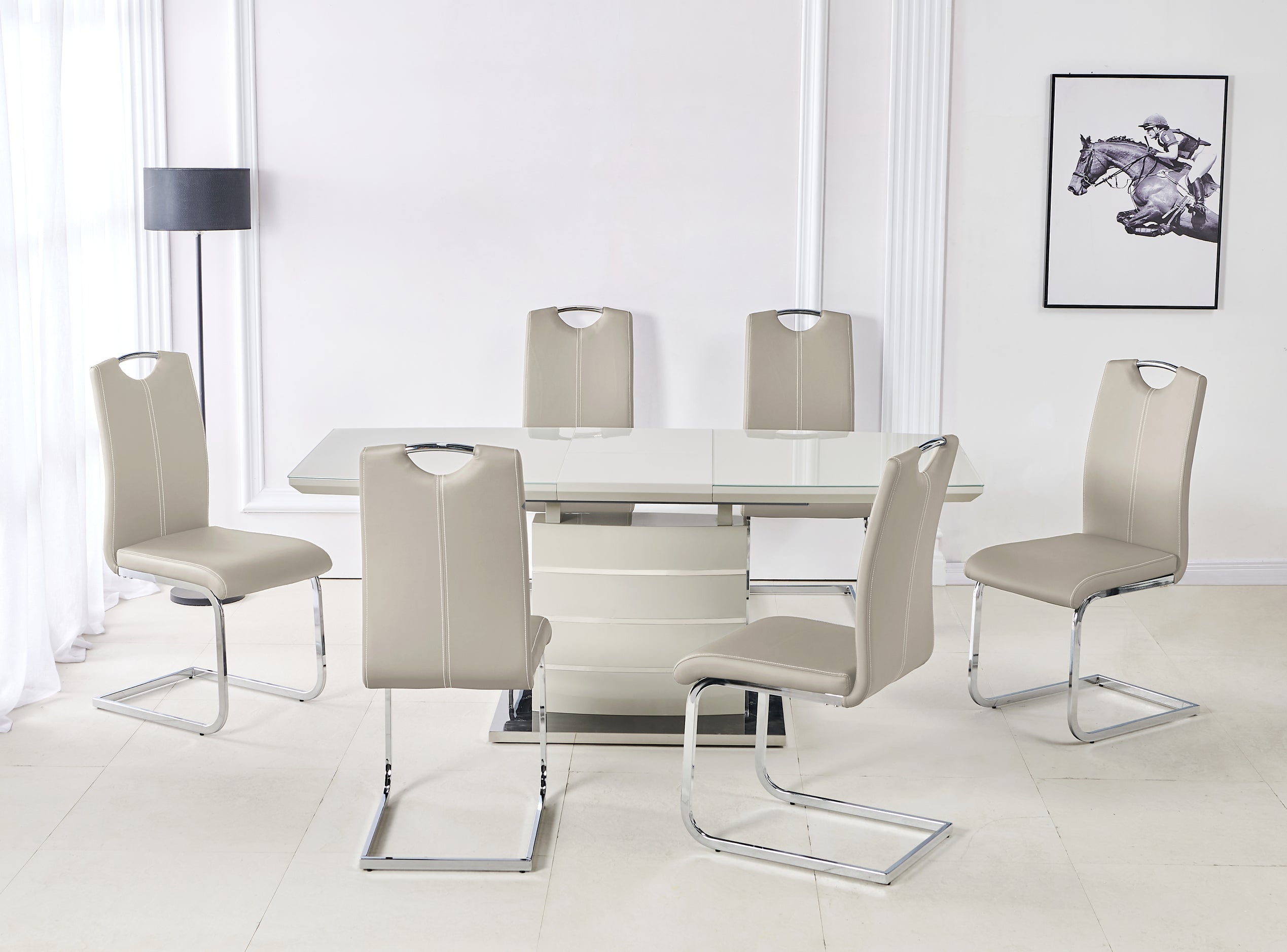 Milan white extending dining set available in 3 colours