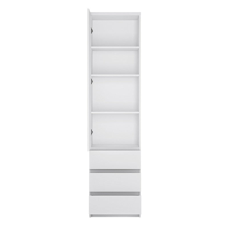 Fribo Tall Narrow 1 Door 3 Drawer Cabinet in White