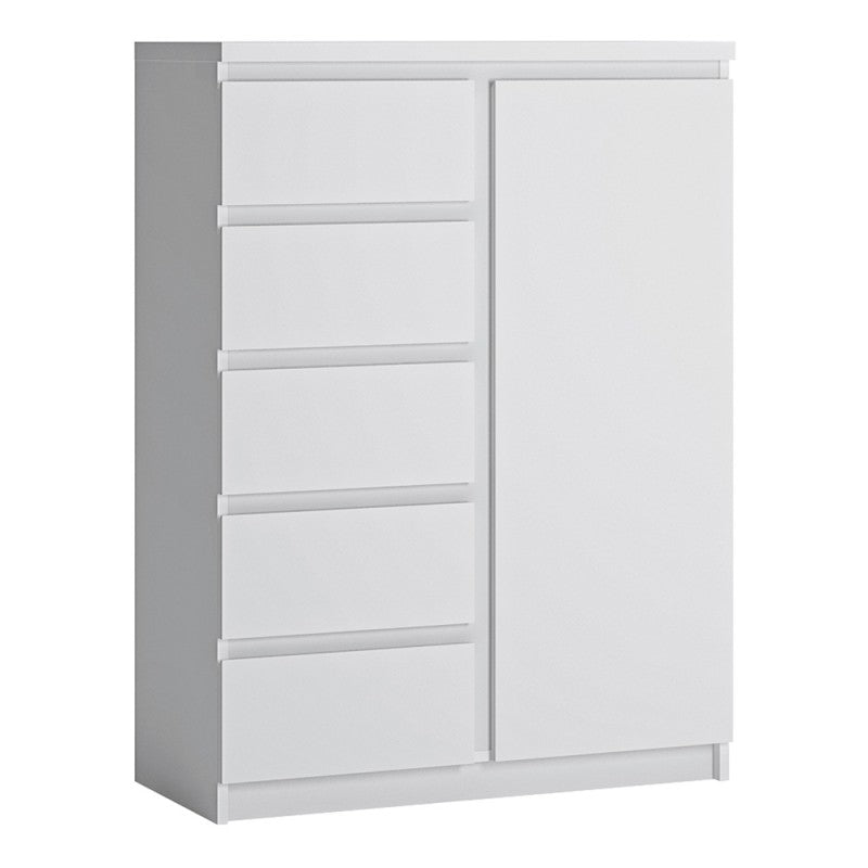 Fribo 1 Door 5 Drawer Cabinet In White