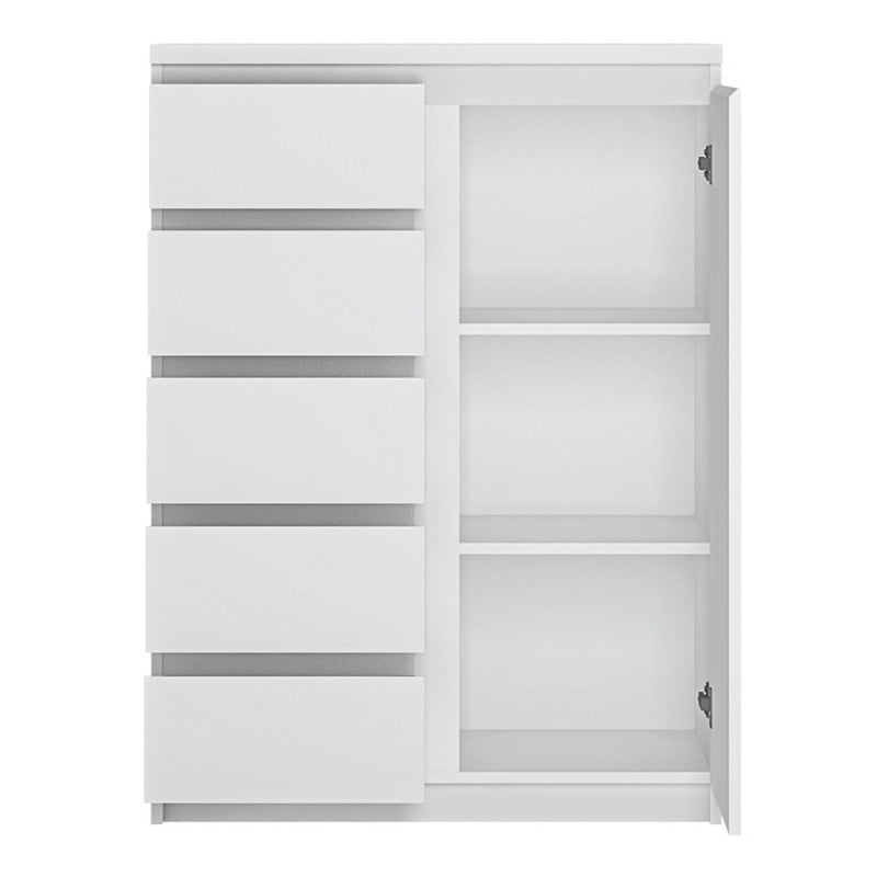 Fribo 1 Door 5 Drawer Cabinet In White