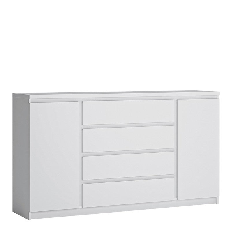 Fribo 2 Door 4 Drawer Wide Sideboard In White