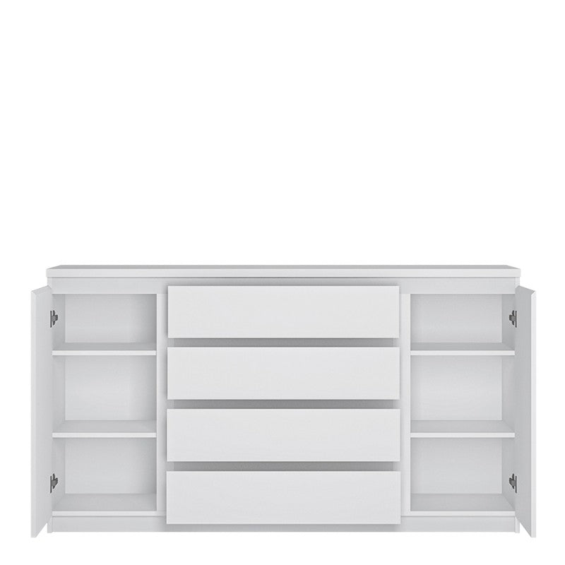 Fribo 2 Door 4 Drawer Wide Sideboard In White