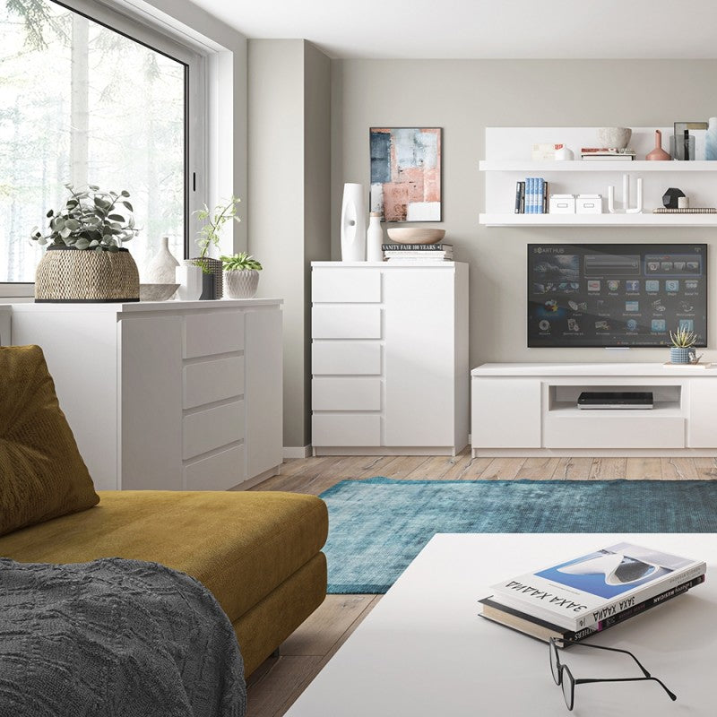 Fribo 3 Door Glazed Sideboard In White