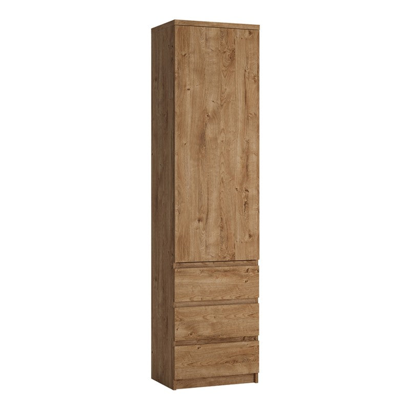 Fribo Tall Narrow 1 Door 3 Drawer Cabinet in Oak