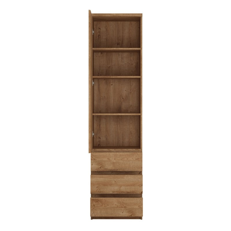 Fribo Tall Narrow 1 Door 3 Drawer Cabinet in Oak