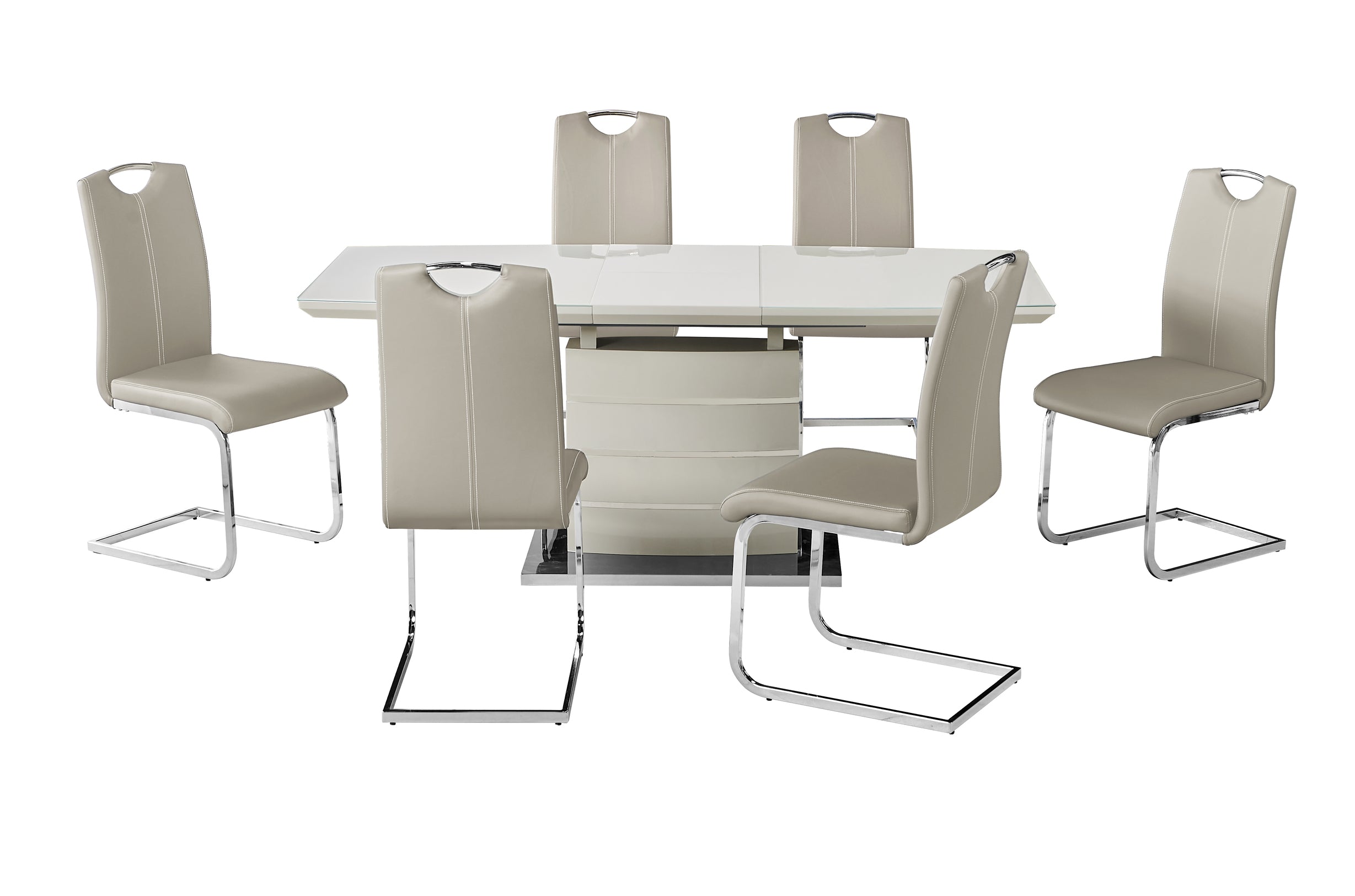 Milan Cappuccino extending dining set available in 3 colours