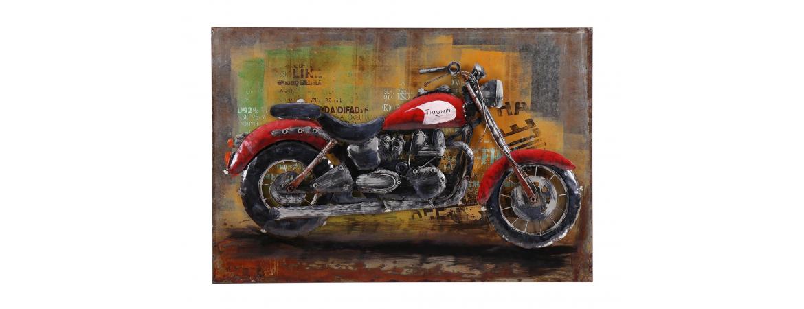 3D Red Triumph Motorbike Metal Painting