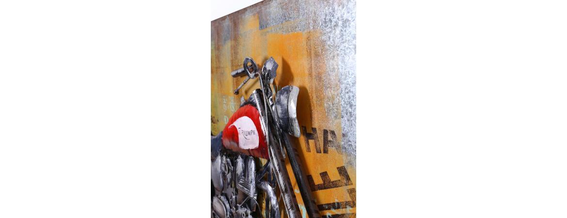 3D Red Triumph Motorbike Metal Painting