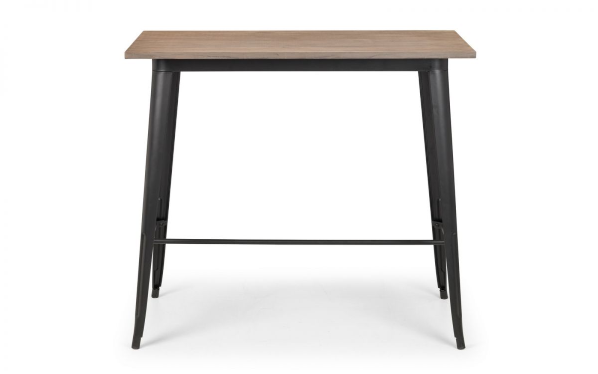 Solid Elm with Black Matt Metal Finish Bar Table