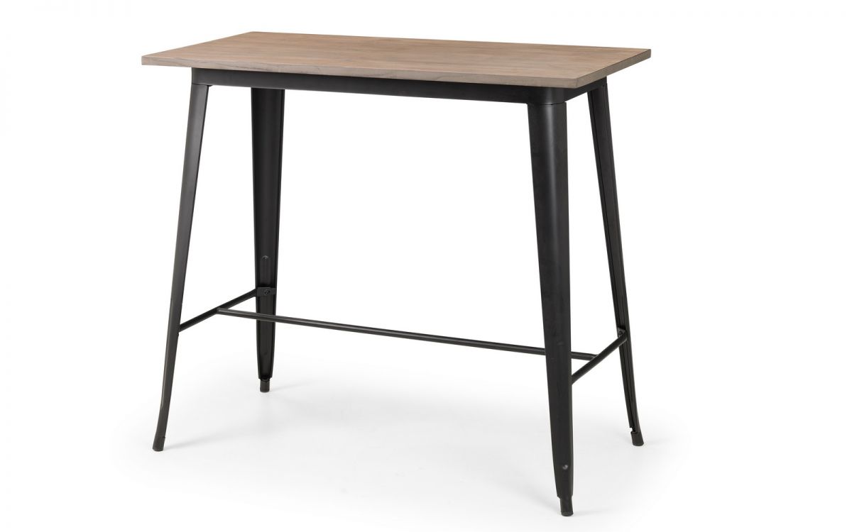 Solid Elm with Black Matt Metal Finish Bar Table