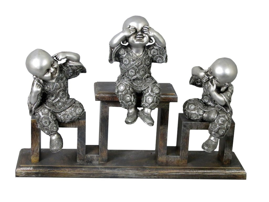 Silver 3 Monks on Stand