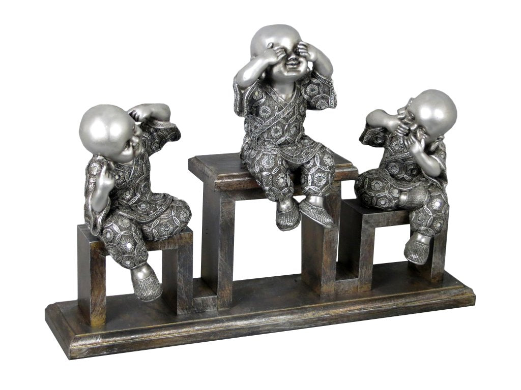 Silver 3 Monks on Stand