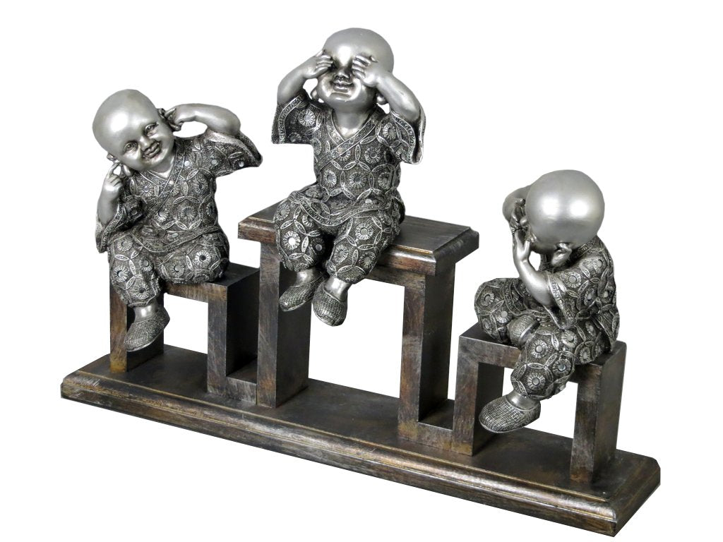 Silver 3 Monks on Stand