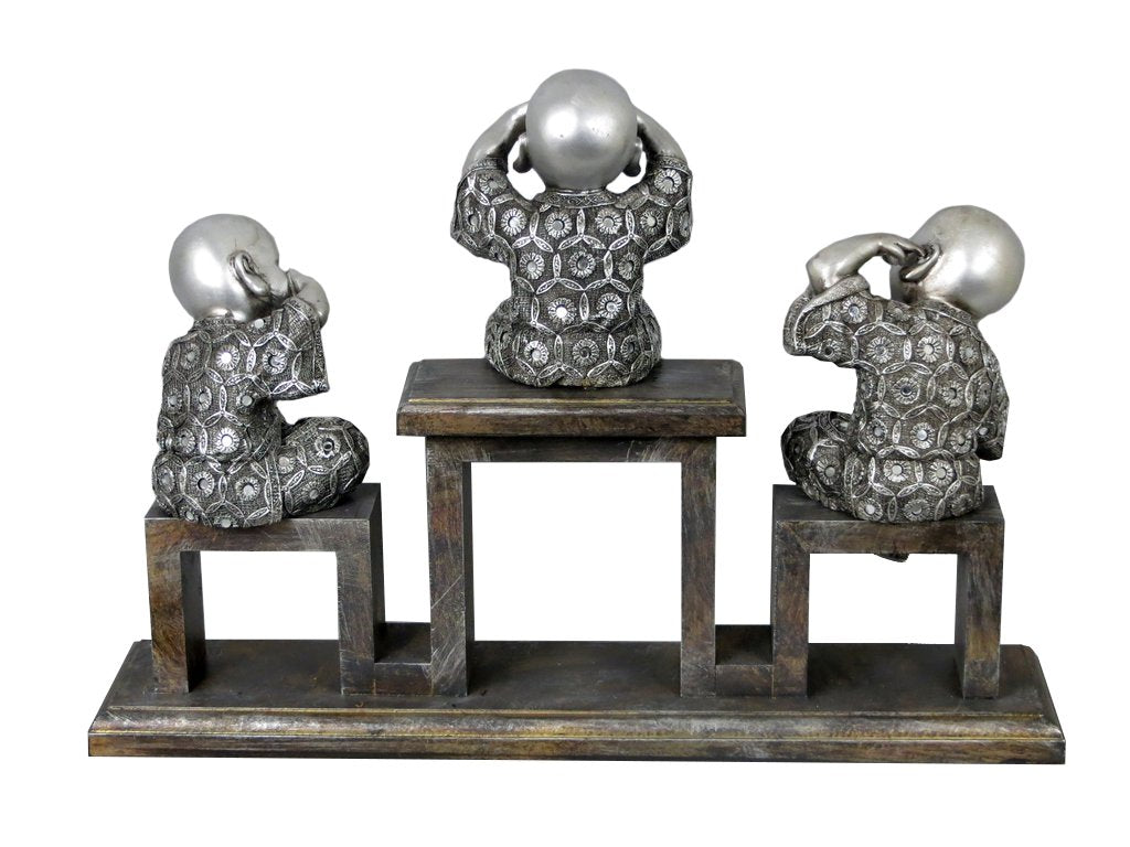 Silver 3 Monks on Stand